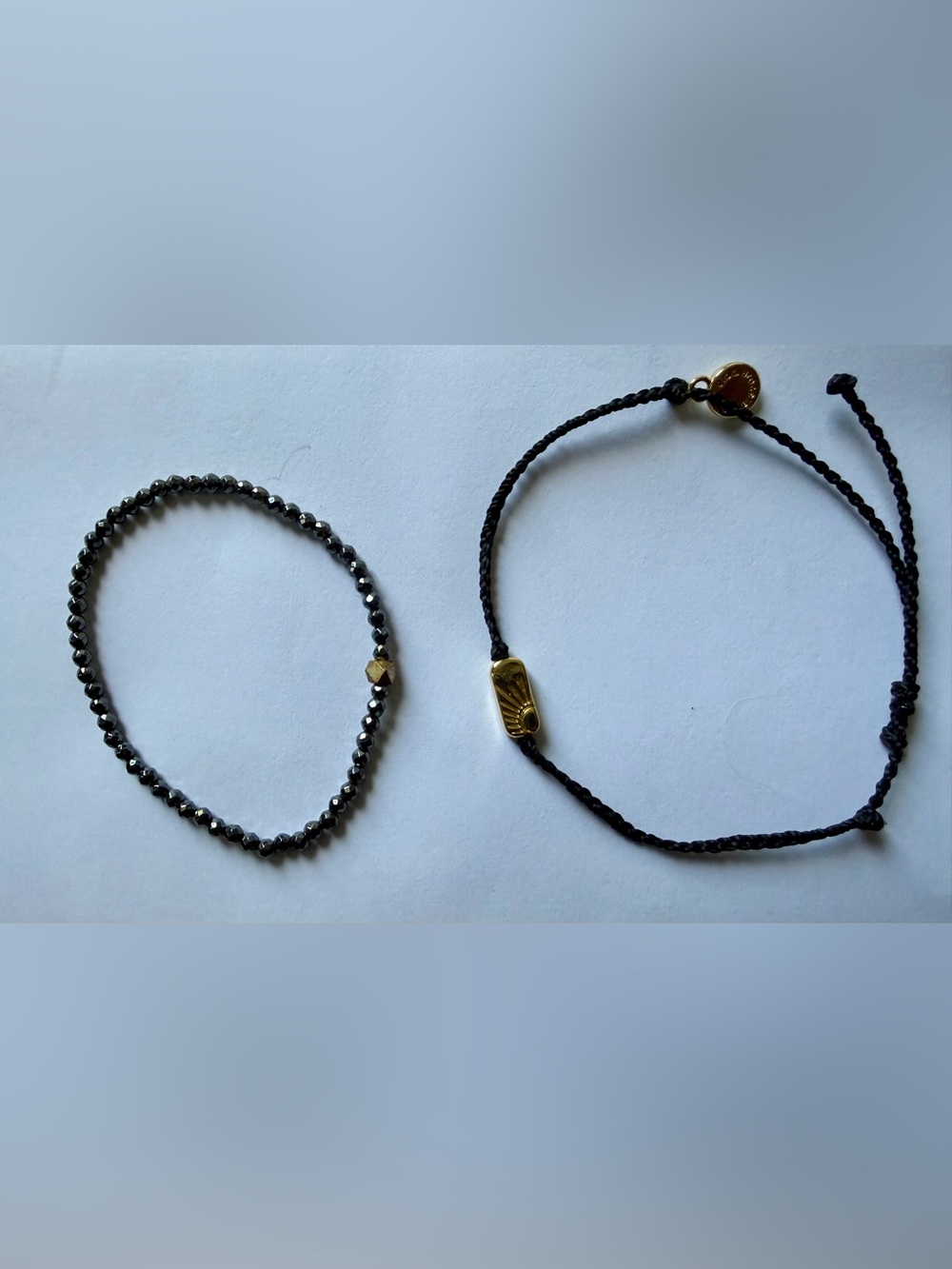 Pura Vida Black Beaded and Braided Bracelet Set with Gold Accents
